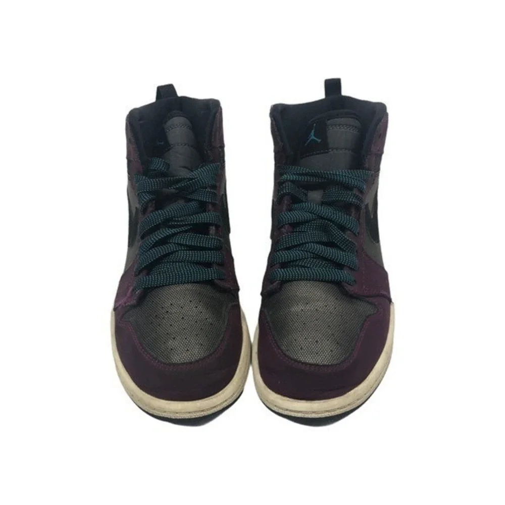 Nike Jordan 1 Mid Kids Size 5Y Bordeaux Black Sneakers 554725-604
